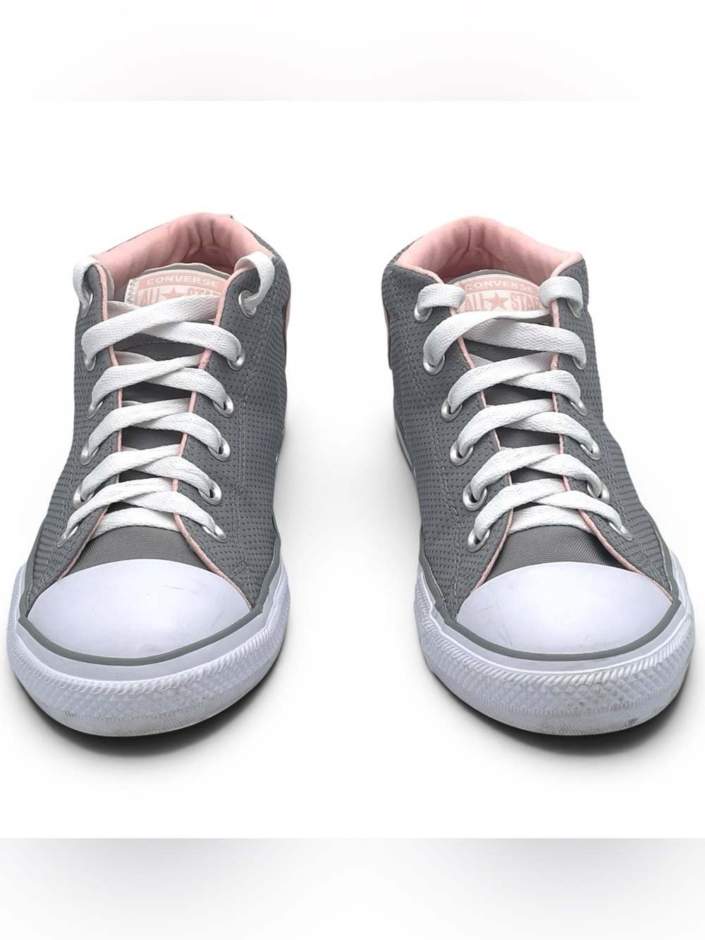 Converse Chuck Taylor All Star Mid Gray Pink Sneakers Women’s 6 Youth 6Y - Picture 4 of 10